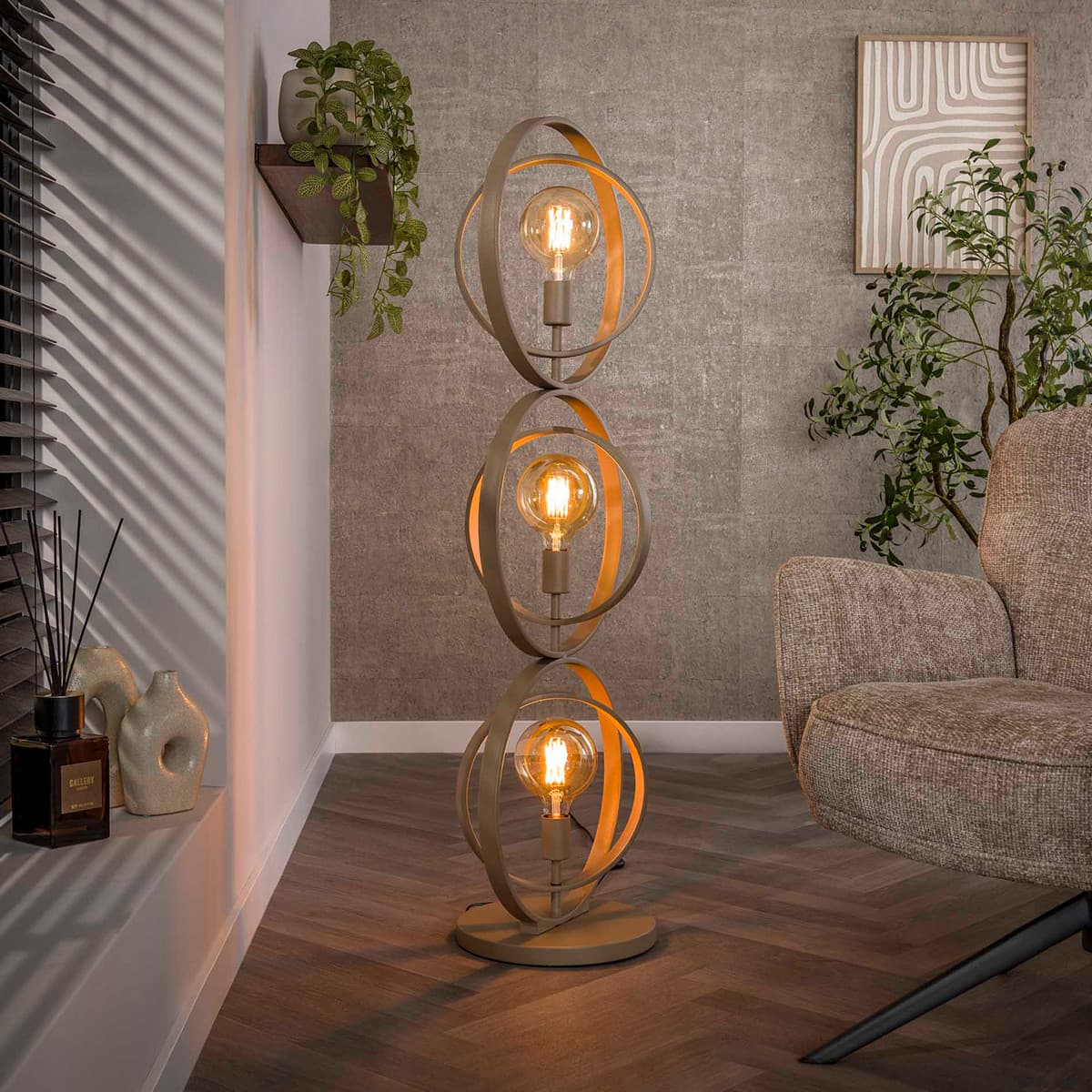 Vloerlamp Turner 3L Beige 