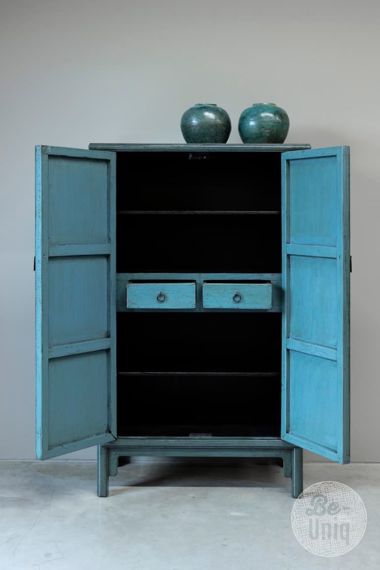 Opbergkast China - 2 drs- Blauw/Grijs - 3