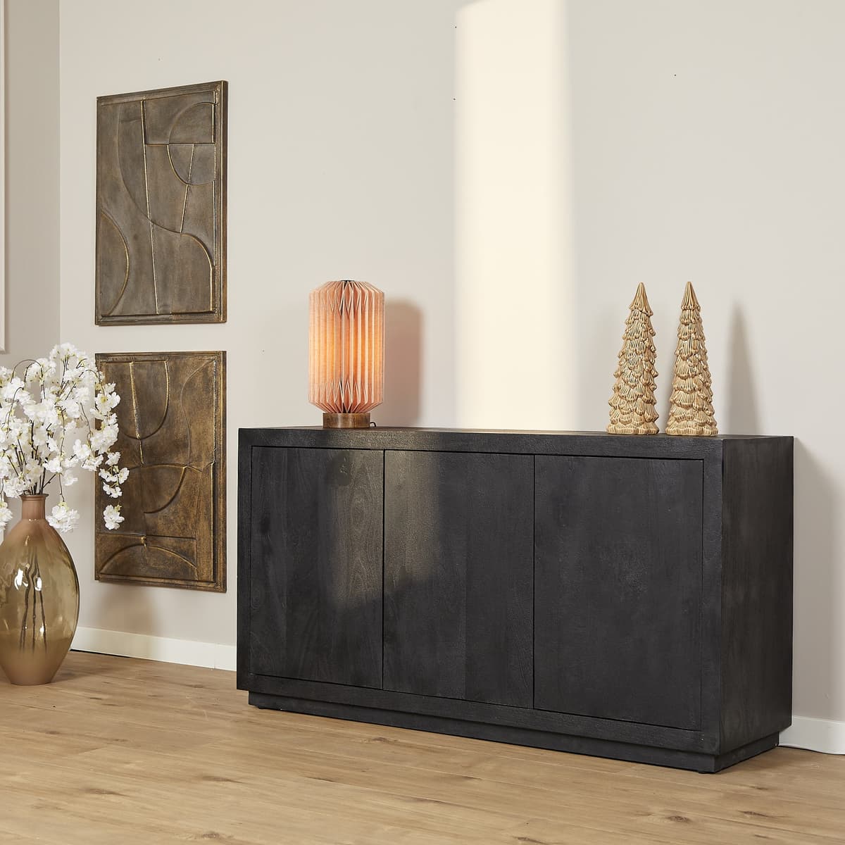 Dressoir Brussel Mangohout Zwart 150 cm - 1