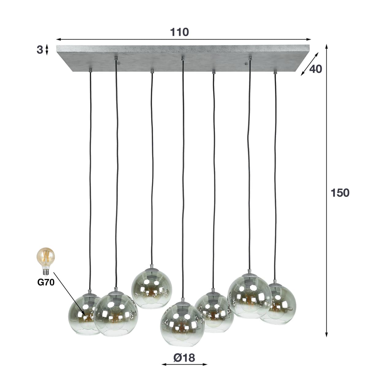 Hanglamp Bubbel 4 + 3 Lichts - 5