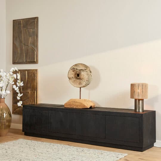Tv-Meubel Brussel Zwart Mangohout 200 cm