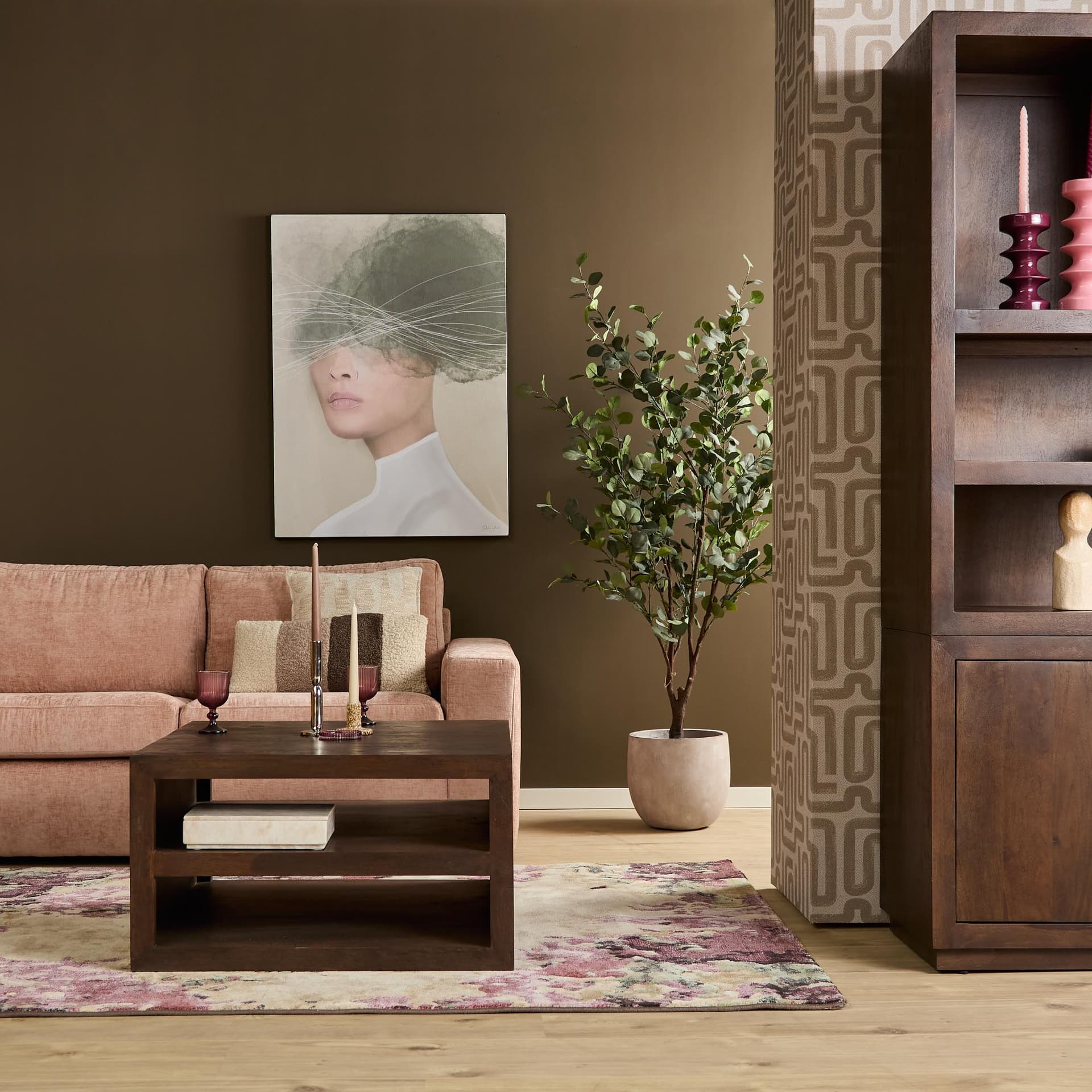 Vierkante salontafel Brussel Bruin Mangohout 80 cm