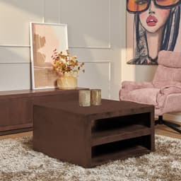 Vierkante salontafel Brussel Walnoot Mangohout 80 cm - 1