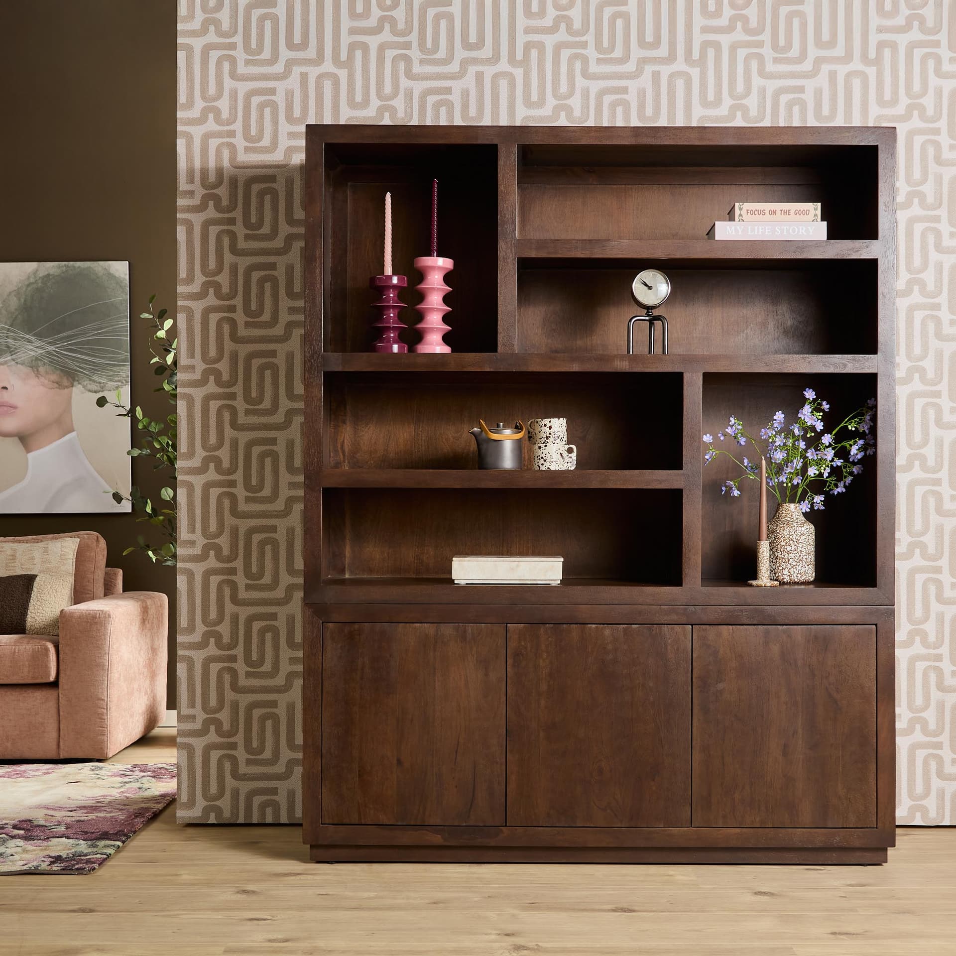 Vakkenkast Brussel XL Bruin Mangohout 160 cm