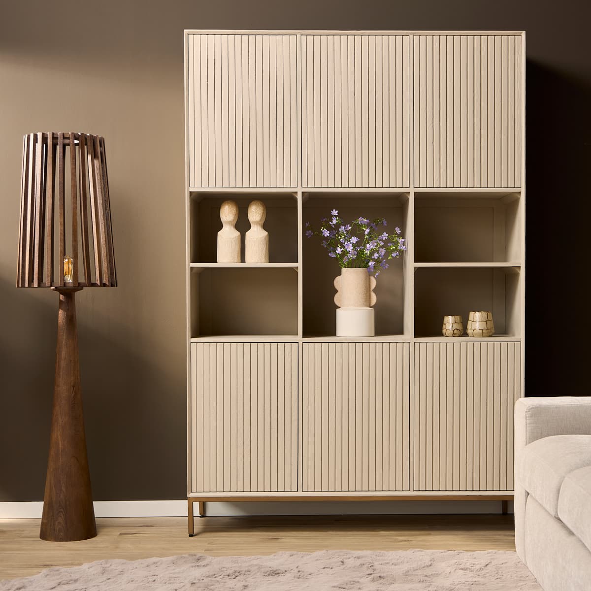 Vakkenkast Madison XL Zand Mangohout 135 cm - 1