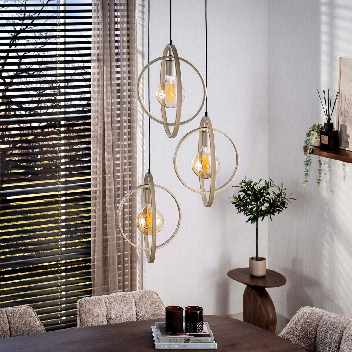 Hanglamp Turner Rond 3L Beige - 2