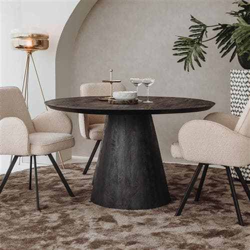 Eetkamertafel Premo Zwart Rond 130cm - 2
