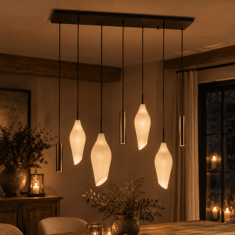 Hanglamp Coco 4 + 3 lichts Sienna bruin - 1